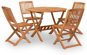 Set da pranzo per giardino 5 pz in legno massello di acacia