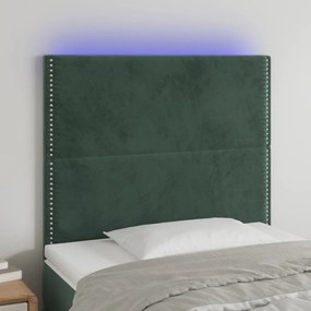 Testiera A Led Verde Scuro 90x5x118/128 Cm İn Velluto /