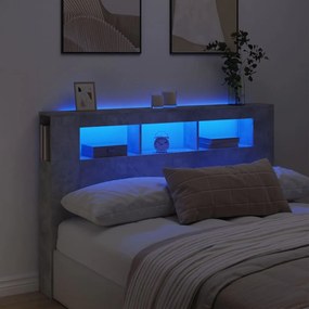 Testiera Led Grigio Cemento 160x18,5x103,5 Cm Legno Multistrato /