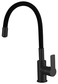 Aqualine - Rubinetto per lavello con braccio flessible LORE opaco nero