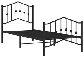 Giroletto con testiera e pediera metallo nero 80x200 cm