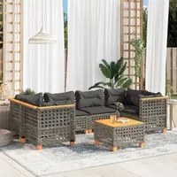 Set Divani da Giardino 7 pz con Cuscini Grigio in Polyrattan 3261747