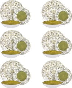 Servizio 18 piatti porcellana Ariel verde