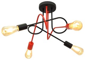 Lampadario a plafone OXFORD 4xE27/15W/230V nero/rosso