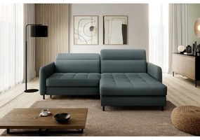 Divano angolare verde polveroso allungabile/con contenitore (con penisola a destra/con chaise lounge) e rivestimento in velluto Gomsi – ELTAP