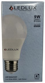 Lampada A Led E27 Con Sensore Crepuscolare 9W 810 Lumen A60 6500K Day Night Sensor