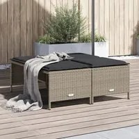 Sgabelli da Giardino con Cuscini 4 pz Grigio Chiaro Polyrattan 368367