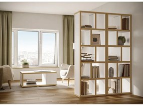 Libreria bianca con bordo in legno 70x198 cm Berlin - TemaHome