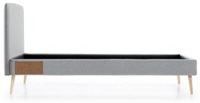 Kave Home - Letto Dyla sfoderabile grigio chiaro, con gambe in faggio massiccio per materasso da 90 x