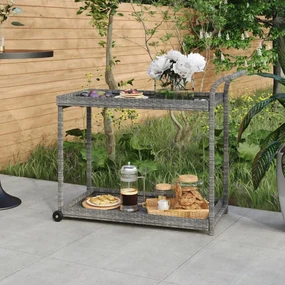 Carrello Da Bar Grigio 100x45x83 Cm İn Polyrattan /