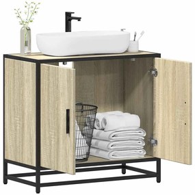 Mobile Lavabo Da Bagno Rovere Sonoma 65x33x60 Cm İn Truciolato /
