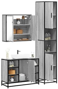 Set Mobili Da Bagno 3 Pz Grigio Sonoma İn Legno Multistrato /