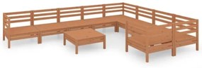 Set Divani da Giardino 10 pz Miele in Legno Massello di Pino