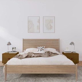 Comodini 2 Pz Ambra 40x34x35 Cm İn Legno Massello Di Pino /