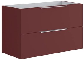 Cassettone bagno Brera 2 cassetti P 45.5 x L 99.5 x H 60 cm laccato opaco rosso jaipur