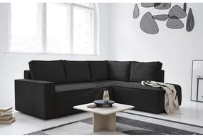 Divano letto angolare in velluto a coste color antracite Brave Dave - Miuform