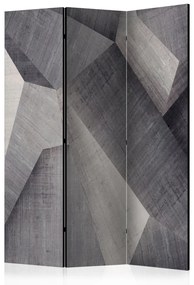 Paravento design Blocchi di cemento astratti (3-parti) - modello grigio geometrico 3D