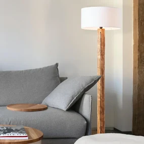 Lampada da terra Jimena bianco/ legno, in legno, H 164 cm, E27 BRILLIANT