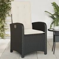 Sedia Reclinabile da Giardino con Cuscini Nera in Polyrattan 365160