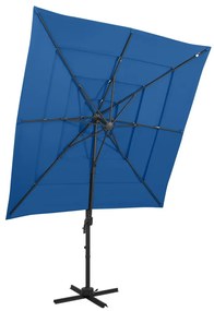 Ombrellone A Sbalzo 4 Livelli Palo İn Alluminio 250x250 Cm Blu /