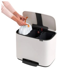 Cestino per la spazzatura in acciaio bianco per raccolta differenziata/con pedale 33 l Bo – Brabantia