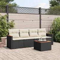 Set Divani da Giardino 5 pz con Cuscini in Polyrattan Nero 3258178