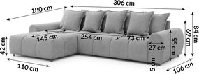 Divano angolare grigio (con penisola a sinistra/con chaise lounge) Albane – Ropez