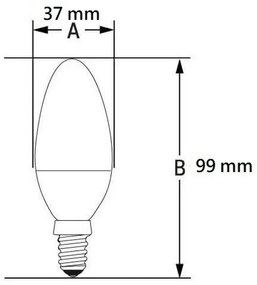 Lampada LED E14 6W C37 105lm/W Colore Bianco Caldo 2.700K