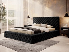 Letto matrimoniale con box contenitore Matilde - 160 x 200 cm , Tessuto vellutato nero