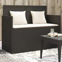 Panca da Giardino con Cuscini Nera in Polyrattan 365760