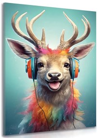 Quadro su tela – Cervo con cuffie