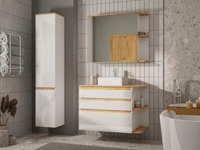 Mobile sotto lavabo sospeso Naturale chiaro e Bianco 96 cm - ANIDA