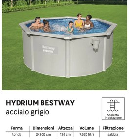 Piscina fuori terra rigida BESTWAY Hydrium grigio H 1.2 x ⌀ 3.2 m