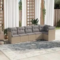 Set Divano da Giardino 6 pz con Cuscini Beige in Polyrattan 3217659