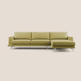 Dorian divano moderno angolare con penisola in tessuto morbido antimacchia T05 giallo 268 cm Destro