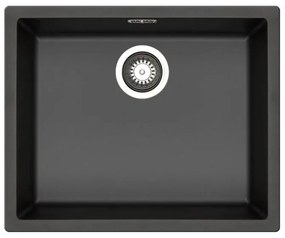 Lavello sottotop 1 vasca PYRAMIS Mistral fibra di vetro L 40 x L 50 cm nero