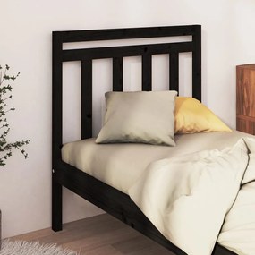 Testiera Letto Nera 81x4x100 Cm İn Legno Massello Di Pino /