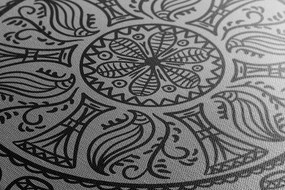 Quadro su tela – Mandala con motivo naturale astratto in bianco e nero