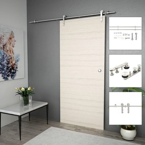 Kit Binari Porta Scorrevole 183cm Acciaio Inossidabile Argento /