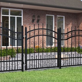 Recinzione Cancello Con Punta A Lancia Nera 103x150cm Acciaio /