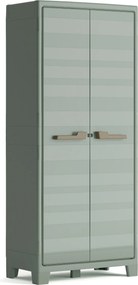 Armadio da Giardino 4 Ripiani 80x44x182 cm Keter Planet Outdoor Alto Grigio e Verde...