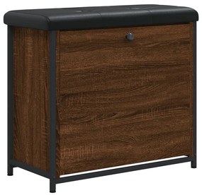 Panca portascarpe cassetto ribaltabile rovere marrone 62x32x56