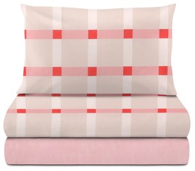 Completo letto singolo in cotone rosa Rick