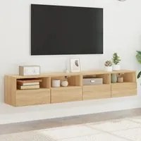 Mobili TV Parete 2pz Rovere Sonoma 80x30x30cm Legno Multistratocod mxl 110055