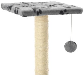 Albero per gatti e tiragraffi sisal 65 cm zampe stampate grigio