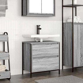Mobile Lavabo Da Bagno Con Cassetti Grigio Sonoma 60x34,5x60 Cm /