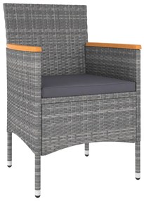 Set divani da giardino 5 pz in polyrattan grigio