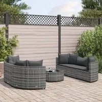 Set Divani da Giardino 7 pz con Cuscini Grigio in Polyrattan 3308434