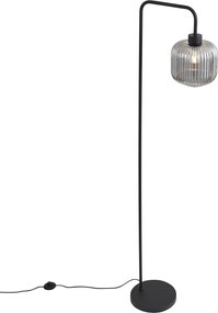 Lampada da terra smart nera con vetro fumé incl. WiFi A60 - Ana