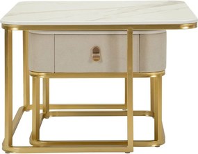 Set di tavolini da salotto color crema/dorati con effetto marmo 2 pz 50x70 cm Beauty – Mauro Ferretti